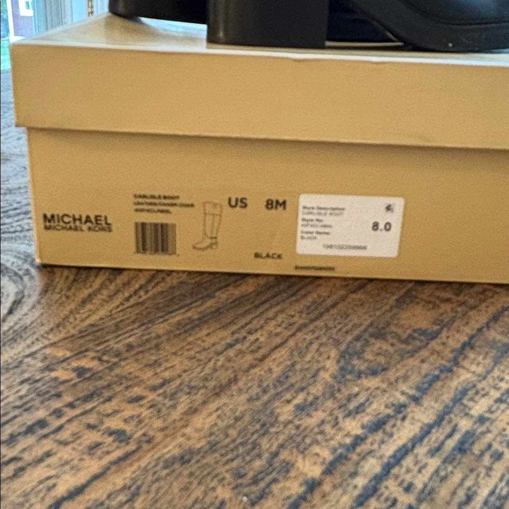 Michael Kors Black Heeled Boots with Gold Chain Detail - Picture 2 of 6